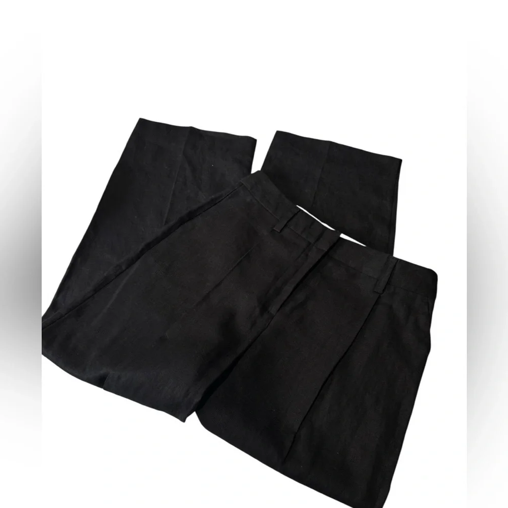 Reformation 'Alex' Black Linen Linen Pant Size  8 Petite 100% Linen